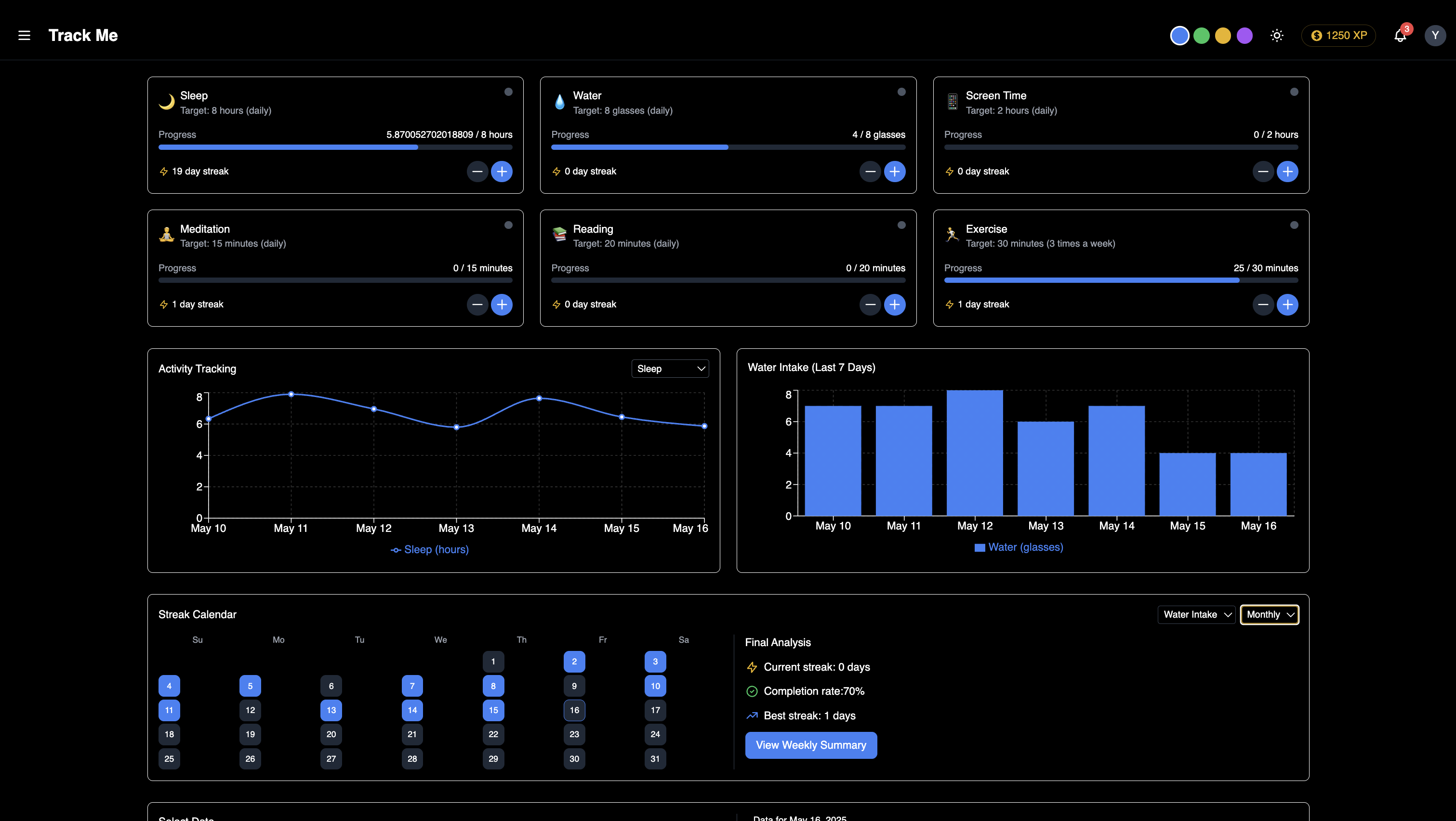 Personal Tracker screenshot